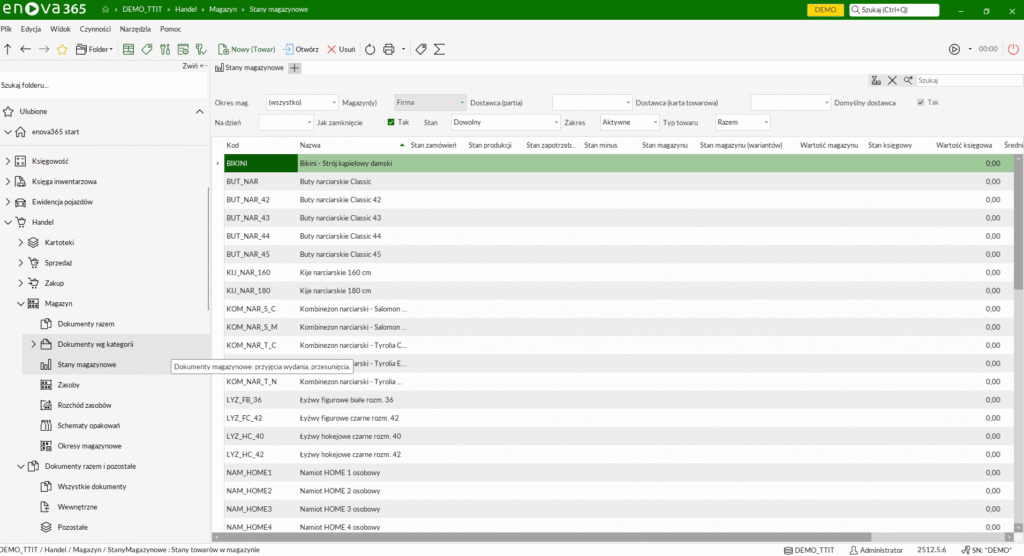 enova365 handel i magazyn - stany magazynowe