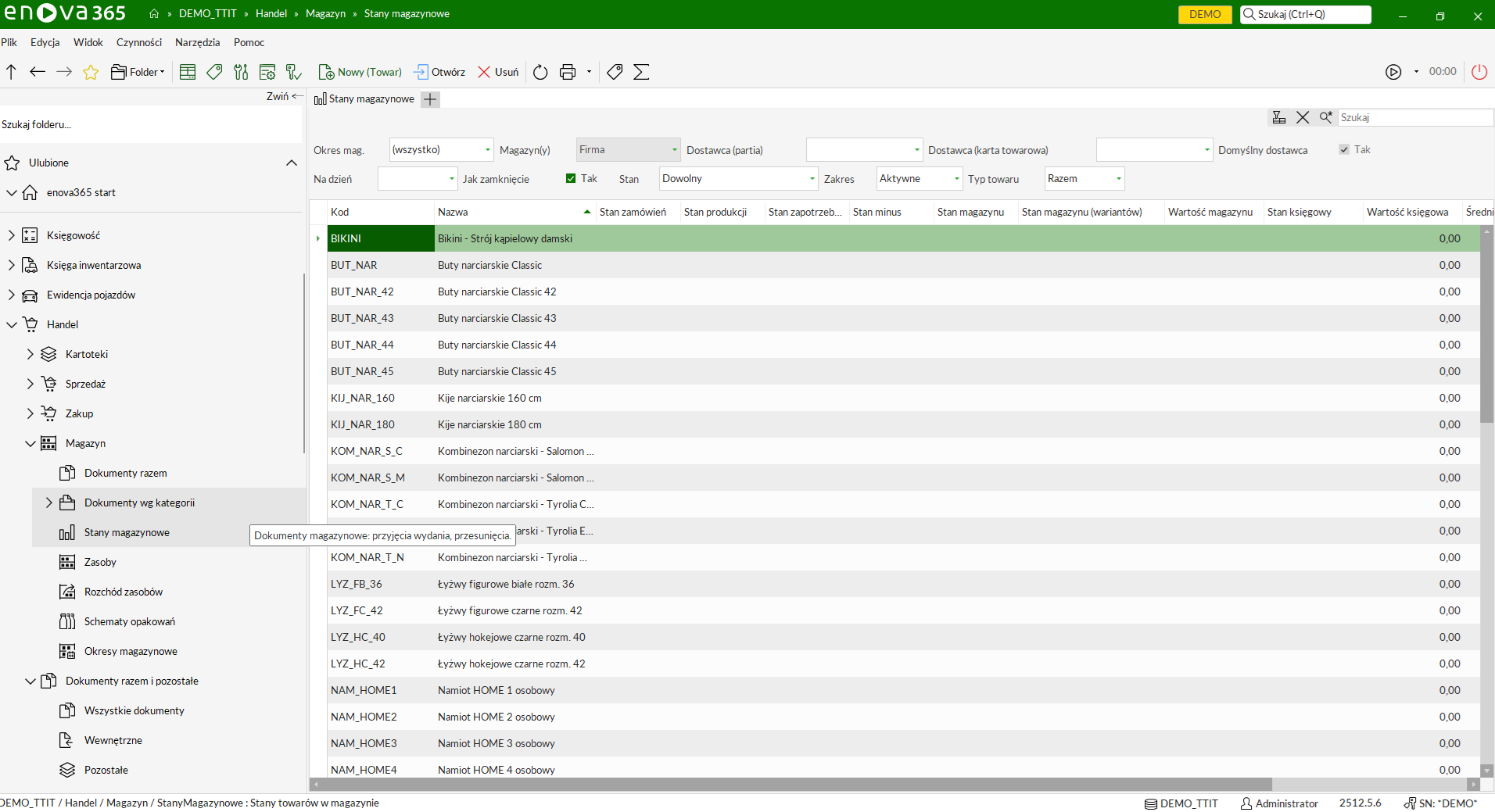 enova365 handel i magazyn - stany magazynowe